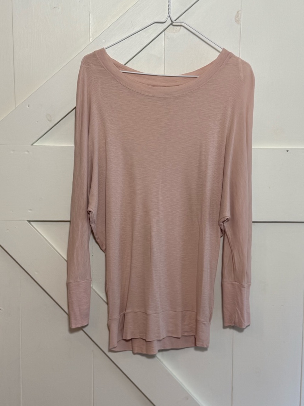 Lucy & Laurel Blush Pink Dolman Tunic Top Long Sleeve Cotton Modal Large